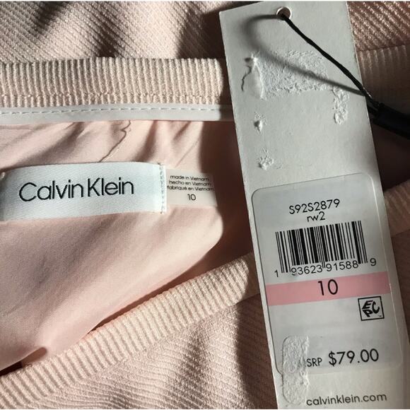 Calvin Klein SZ 10 Pencil Skirt Lined Front Slits Rear Zip Textured Flat Front - Picture 5 of 7